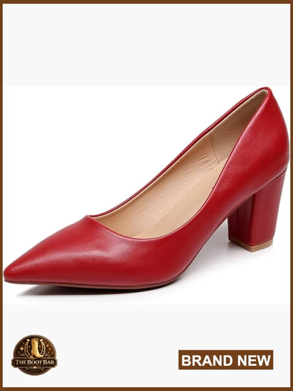Chunky Heel Pump Shoes for Women Block Heel Pointed Toe
